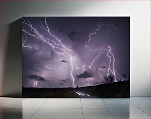 Πίνακας, Lightning Storm in the Night Sky Καταιγίδα κεραυνών στον νυχτερινό ουρανό