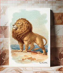 Πίνακας, Lion from the Quadrupeds series N21 (1890) painting by Allen & Ginter