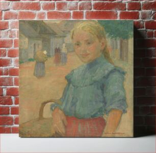 Πίνακας, Little girl with a basket by Elemír Halász-Hradil