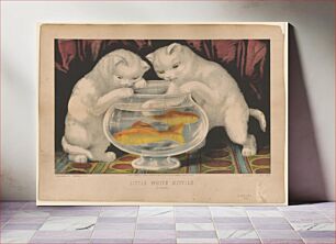 Πίνακας, Little white kitties: fishing (1871) by Currier & Ives