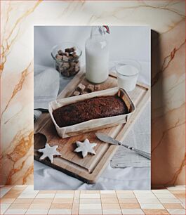 Πίνακας, Loaf Cake with Milk and Sugar Cubes Κέικ καρβέλι με κύβους γάλακτος και ζάχαρης