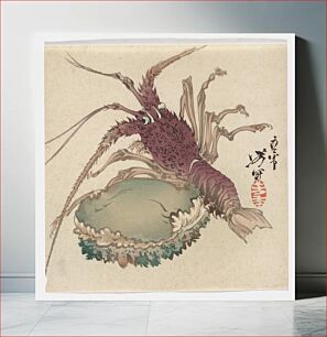 Πίνακας, Lobster and Abalone (ca. 1880s) by Tsukioka Yoshitoshi
