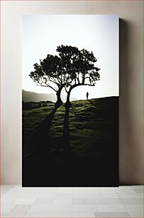 Πίνακας, Lone Figure with Trees at Sunset Μοναχική Φιγούρα με Δέντρα στο Ηλιοβασίλεμα