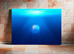 Πίνακας, Lone Jellyfish in the Deep Blue Sea Μοναχική Μέδουσα στη Βαθύ Γαλάζια Θάλασσα