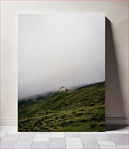 Πίνακας, Lone Mountain Cabin in Fog Μοναχική ορεινή καμπίνα στην ομίχλη