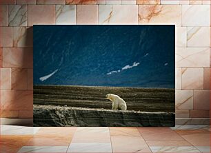 Πίνακας, Lone Polar Bear in a Stark Landscape Μοναχική πολική αρκούδα σε ένα έντονο τοπίο