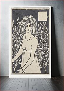 Πίνακας, Long-haired Woman in Front of Tall Rosebushes (Chapter Heading, "Le Morte d'Arthur," J