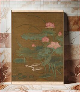 Πίνακας, Lotus and waterbirds, unidentified artist