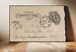 Πίνακας, Louise Chandler Moulton autograph postcard to Thomas Wentworth Higginson, Boston, 10 March 1884
