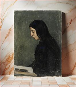 Πίνακας, Lukeva mustahiuksinen nainen, 1860 - 1900, by Adolf von Becker
