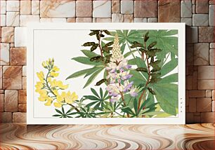 Πίνακας, Lupinus flower woodblock painting