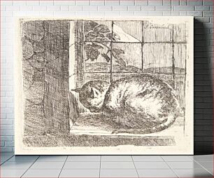 Πίνακας, Lying cat in a window by Jan Van Ossenbeeck