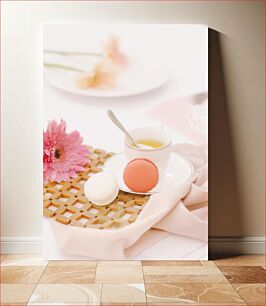 Πίνακας, Macarons and Tea with Flowers Μακαρόν και τσάι με λουλούδια