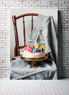 Πίνακας, Macarons on a Cake Stand Μακαρόν σε βάση για κέικ