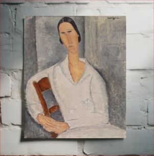 Πίνακας, Madame Hanka Zborowska Leaning on a Chair (Madame Hanka Zborowska accoudée à une chaise) by Amedeo Modigliani