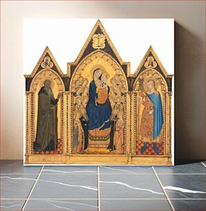 Πίνακας, Madonna and Child Enthroned with Saints and Angels, and Saints Anthony Abbot and Venantius (1354) by Puccio di Simone & Allegretto Nuzi
