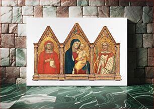 Πίνακας, Madonna and Child with the Blessing Christ, and Saints Mary Magdalene and Catherine of Alexandria with Angels (1340) by Pietro Lorenzetti