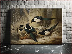 Πίνακας, Magpies round a dead female capercaillie, 1867, by Ferdinand von Wright