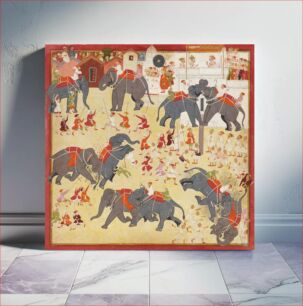 Πίνακας, Maharana Raj Singh observing an elephant fight