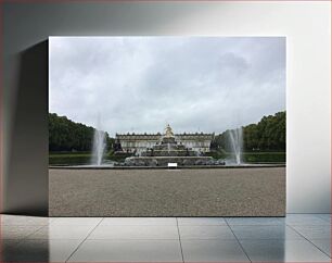 Πίνακας, Majestic Fountain with Historic Building Μεγαλοπρεπές Συντριβάνι με Ιστορικό Κτίριο