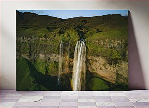 Πίνακας, Majestic Waterfall in a Green Landscape Μεγαλοπρεπής καταρράκτης σε ένα καταπράσινο τοπίο