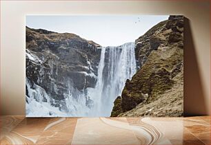 Πίνακας, Majestic Waterfall in a Mountainous Landscape Μεγαλοπρεπής καταρράκτης σε ορεινό τοπίο