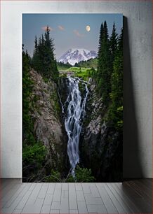 Πίνακας, Majestic Waterfall in Mountainous Landscape Μεγαλοπρεπής καταρράκτης σε ορεινό τοπίο