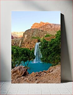 Πίνακας, Majestic Waterfall in Rocky Landscape Μεγαλοπρεπής Καταρράκτης σε Βραχώδες Τοπίο