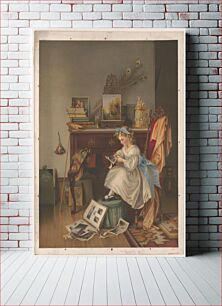 Πίνακας, Making the scrap book / copied by Louis Kurz, of the Chicago Lithographing Company, after Miss J. Oakley's beautiful cabinet picture