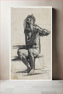 Πίνακας, Male model figure.Study for the etching "Bathering man" by Carl Bloch