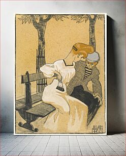 Πίνακας, Man and Woman on Bench (1908–1909) by Juan Gris