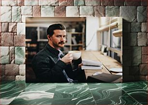 Πίνακας, Man Enjoying Coffee Άνδρας που απολαμβάνει τον καφέ