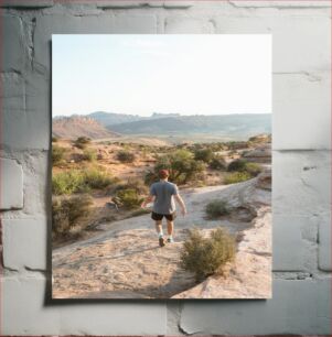 Πίνακας, Man Hiking in Desert Landscape Άνδρας Πεζοπορία στο έρημο τοπίο