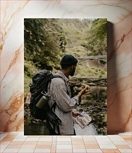 Πίνακας, Man Hiking In Forest Άνδρας Πεζοπορία στο Δάσος
