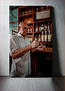 Πίνακας, Man Lighting Cigar in Bar Man Lighting Πούρο στο Bar