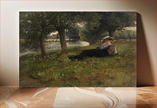 Πίνακας, Man Reclining beside a Stream, Eliphalet Fraser Andrews