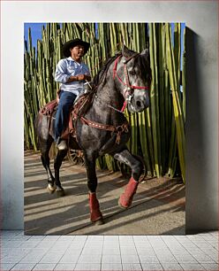 Πίνακας, Man Riding Horse by Cactus Man Riding Horse by Cactus