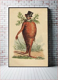 Πίνακας, Man's head on a carrot body with a top hat and monocle