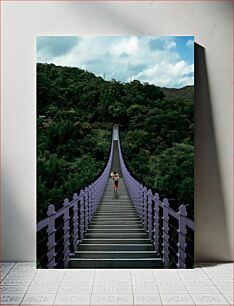 Πίνακας, Man Walking on a Suspension Bridge Άνδρας που περπατά σε μια κρεμαστή γέφυρα
