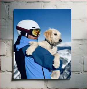 Πίνακας, Man with Dog in Snowy Mountains Άνθρωπος με σκύλο στα χιονισμένα βουνά