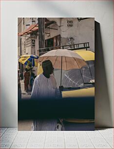 Πίνακας, Man with Umbrella in Urban Street Άνδρας με ομπρέλα στην Urban Street