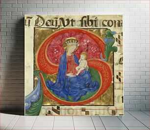 Πίνακας, Manuscript Illumination with the Virgin and Child in an Initial S, from an Antiphonary