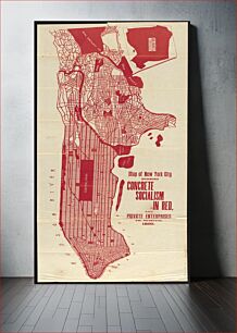 Πίνακας, Map of New York City showing concrete socialism in red, and private enterprises in white, 1895