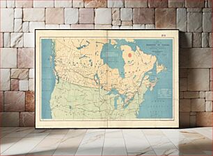 Πίνακας, Map of part of the Dominion of Canada, shewing location of some of the principal products, also railway & water routes