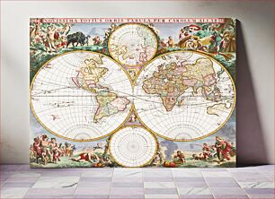 Πίνακας, Map of the World (1710) vintage illustration by Karel Allard