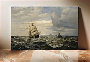 Πίνακας, Maritime landscape, 1883, Oscar Kleineh