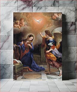 Πίνακας, Mary's Annunciation (1748), vintage religion illustration by Agostino Masucci