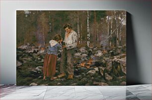 Πίνακας, Matti burning the brushwood, 1893, Fredrik Ahlstedt