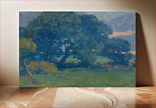 Πίνακας, Meadow with a group of trees by Lajos Csordák