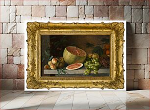 Πίνακας, Meloni, omenoita ja viinirypäleitä, 1830 - 1859, Ivan Timofejevit Hrutski